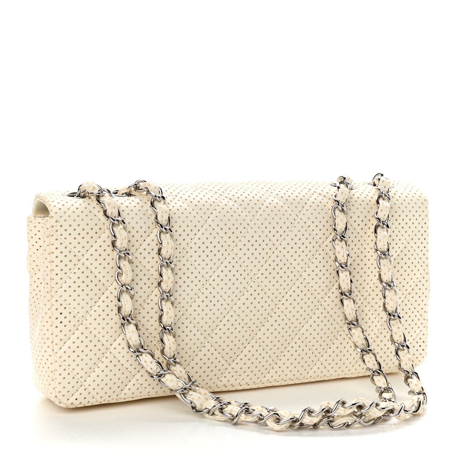 Chanel Lambskin Perforated East West Flap White 3 of 13