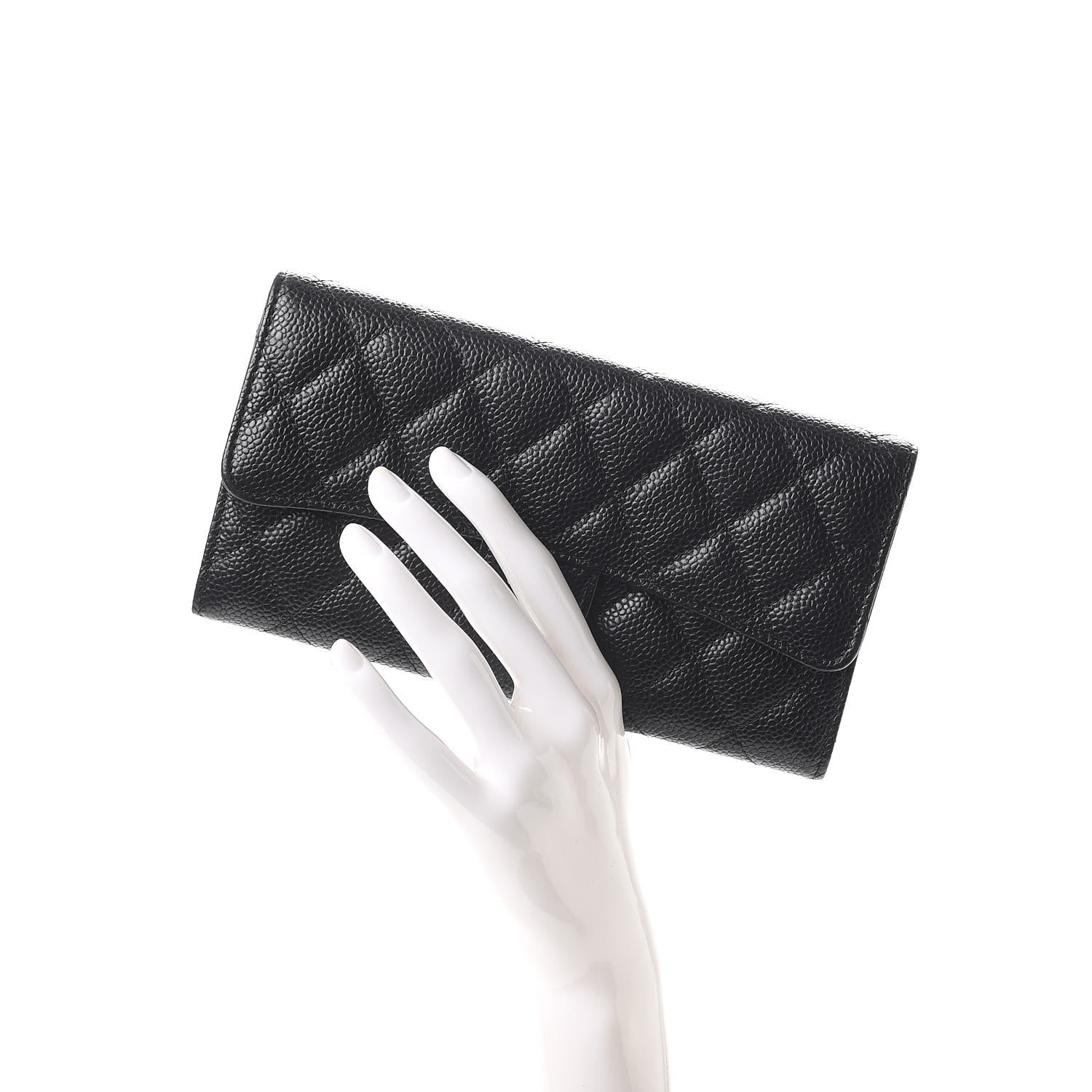 Chanel Caviar Quilted Large Gusset Flap Wallet Black 2 of 9