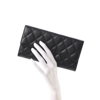 Chanel Caviar Quilted Large Gusset Flap Wallet Black 2 of 9