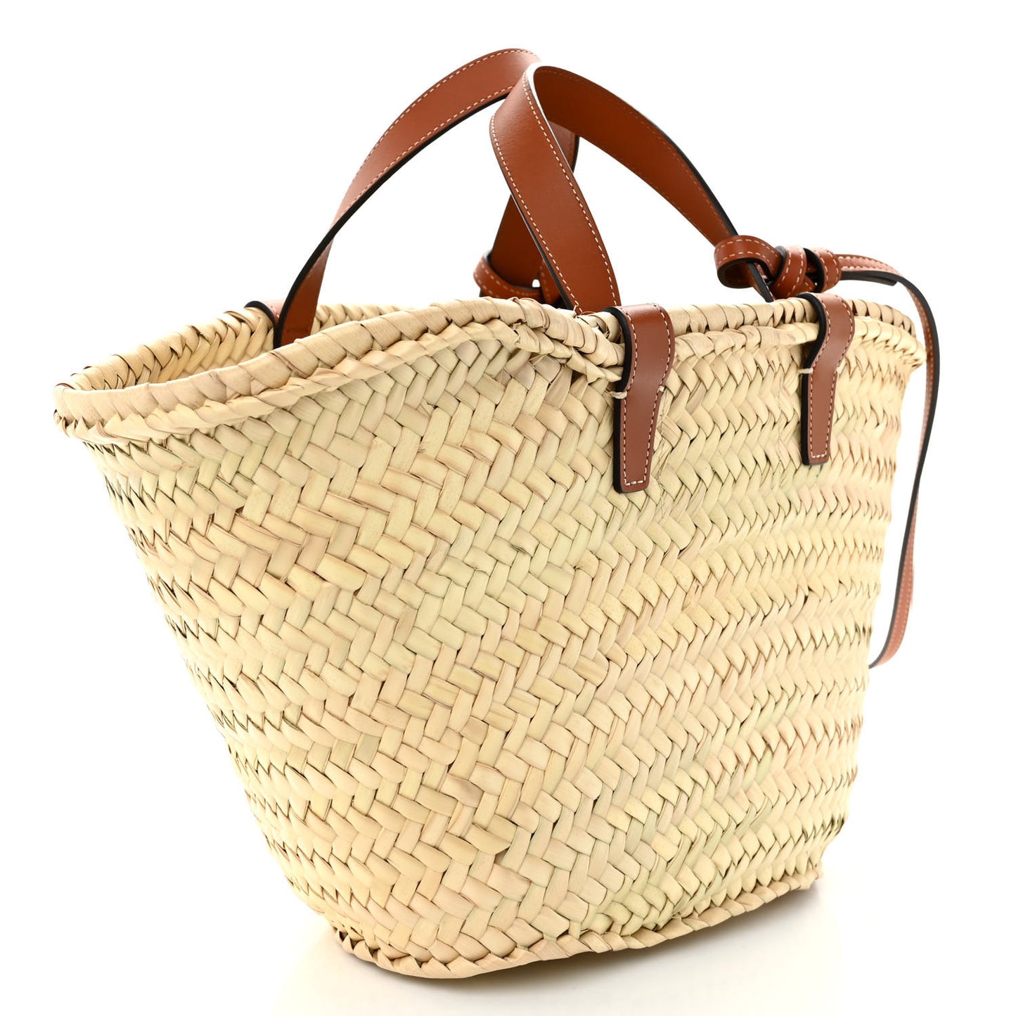 Raffia Calfskin Triomphe Teen Panier Tan