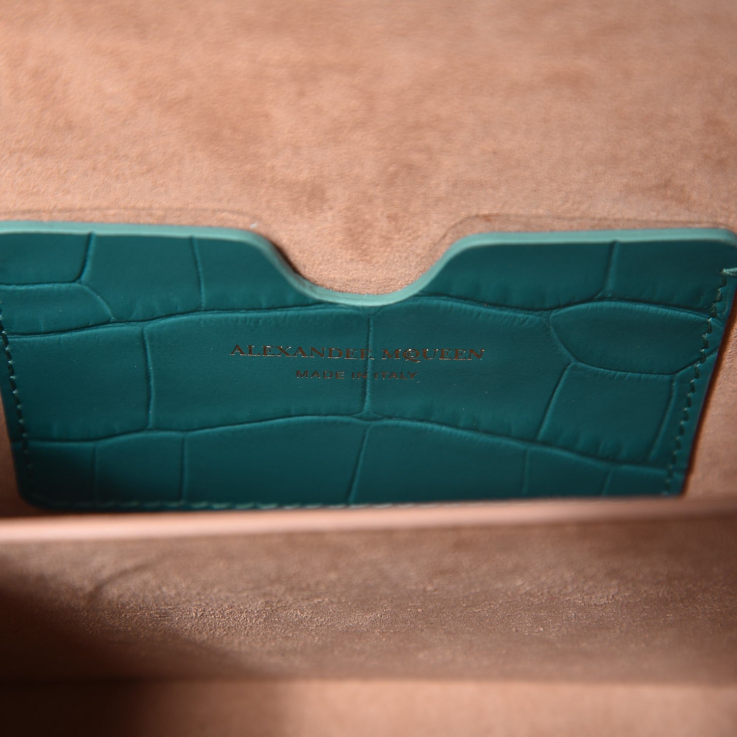 Alexander McQueen Calfskin Crocodile Embossed Box Shoulder Bag 16 Green 8 of 10