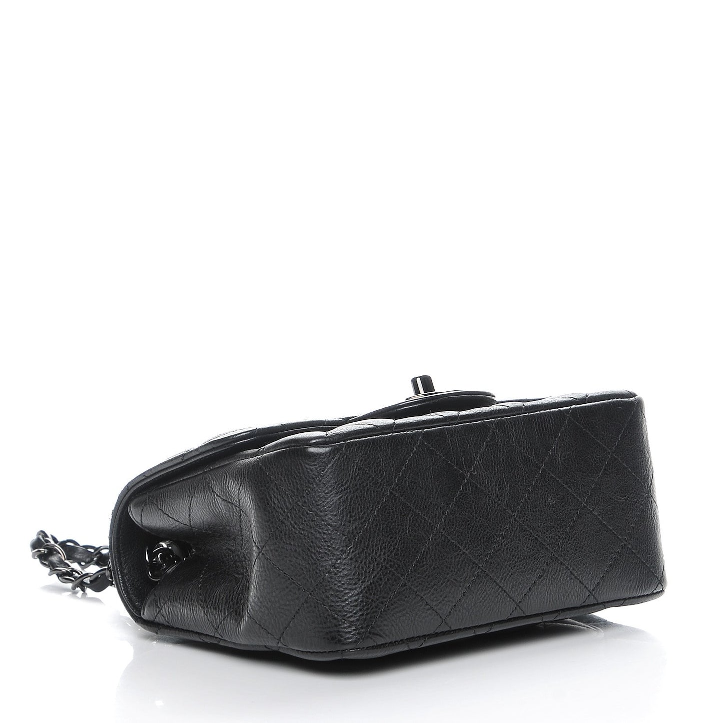Crumpled Calfskin Quilted Mini Square Flap So Black