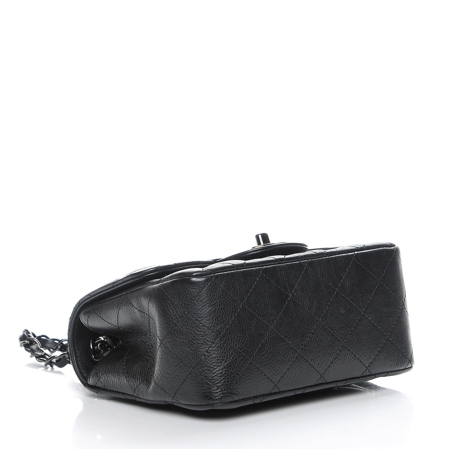 Chanel Crumpled Calfskin Quilted Mini Square Flap So Black 4 of 8