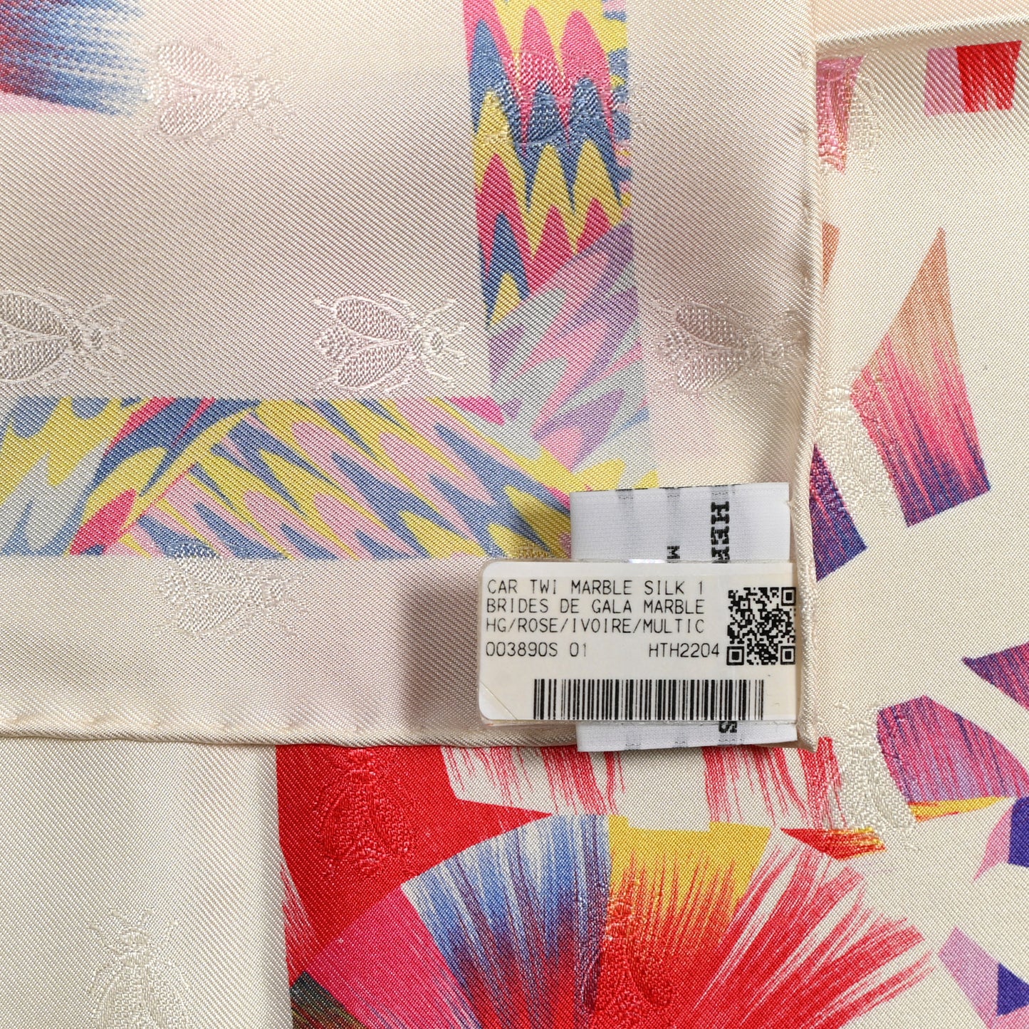 Silk Brides De Gala Marble Scarf 90 Rose Ivoire Multicolor