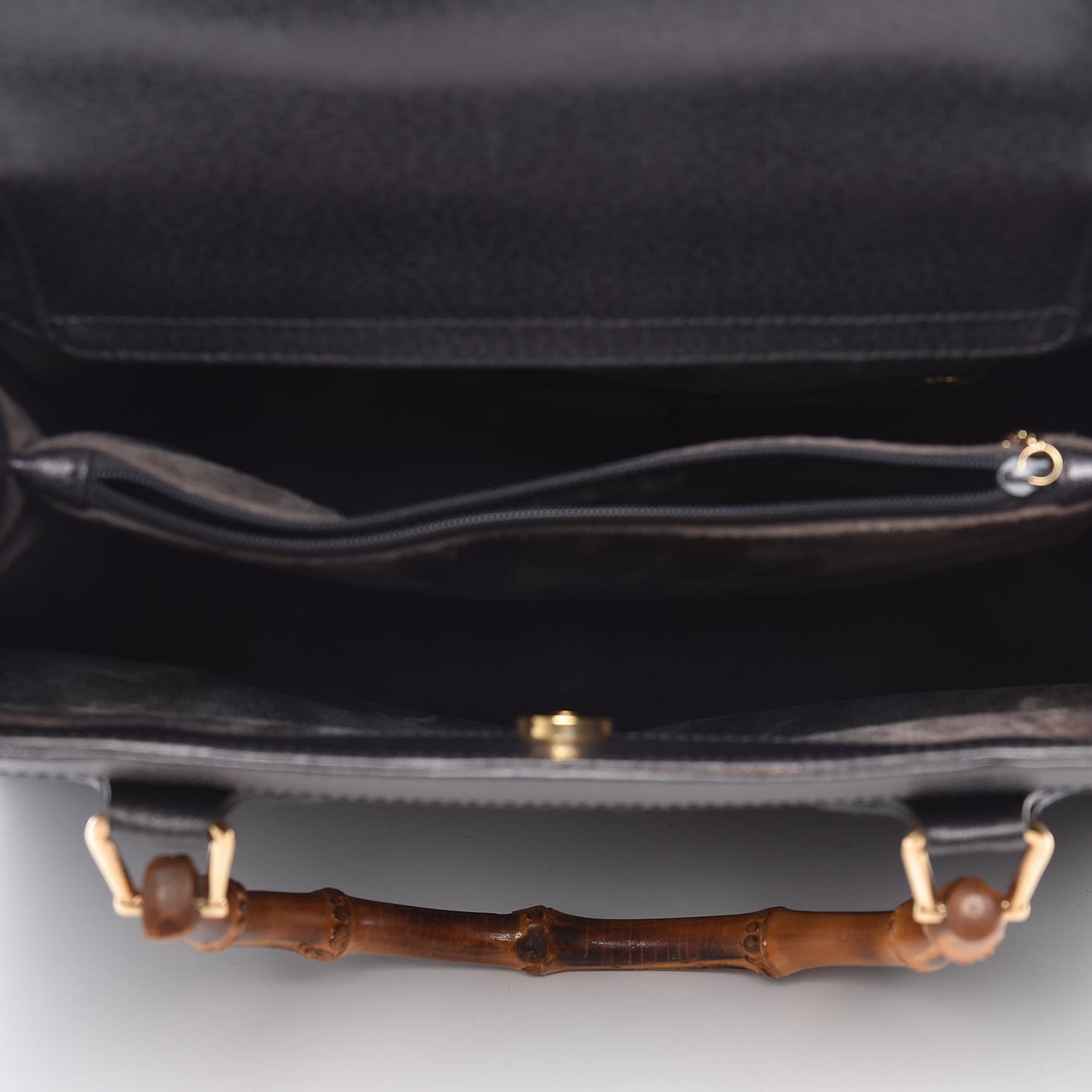 Calfskin Bamboo Top Handle Tote Dark Grey