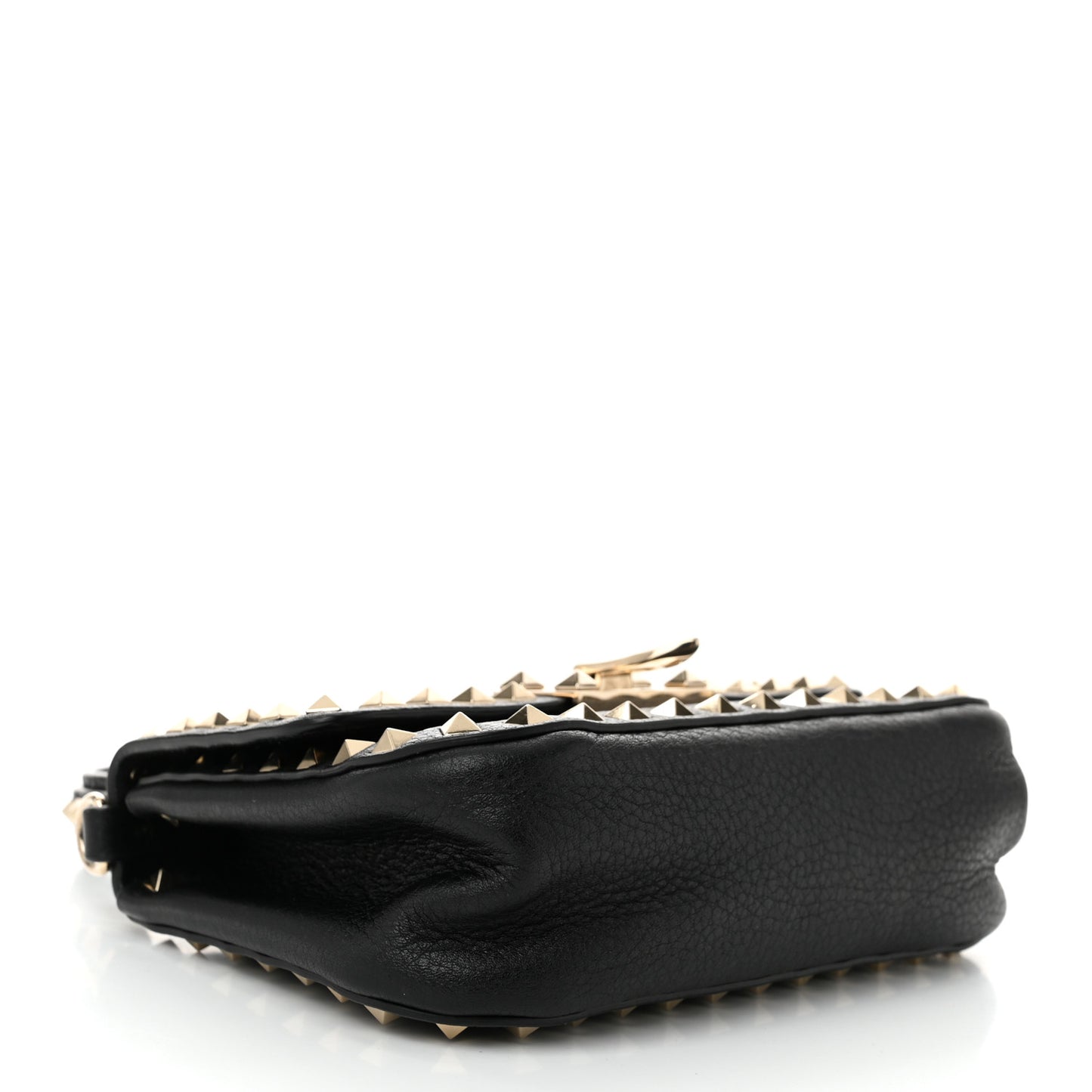 Grainy Calfskin Small Rockstud Top Handle Bag Black
