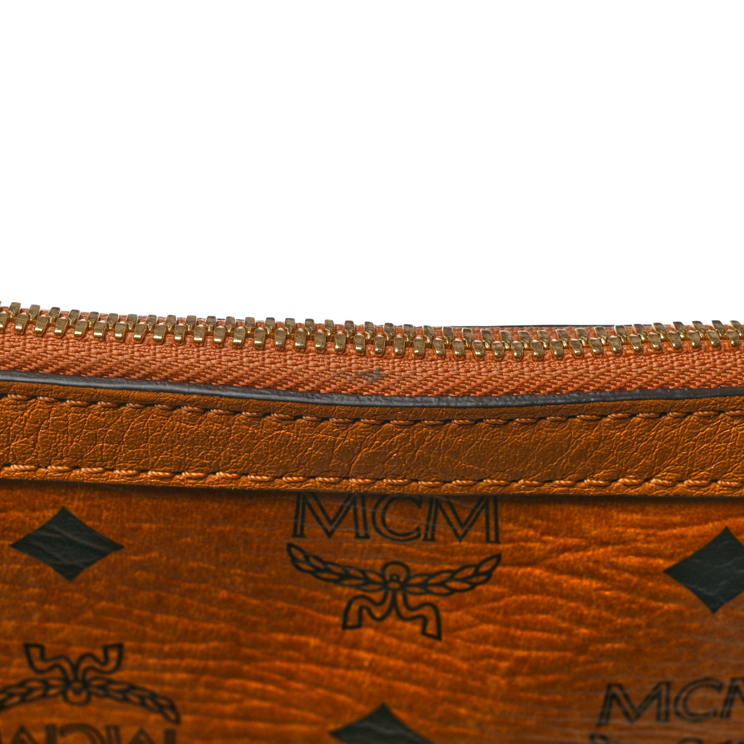 MCM Visetos Liz Shopper Tote Pouch Cognac 16 of 16