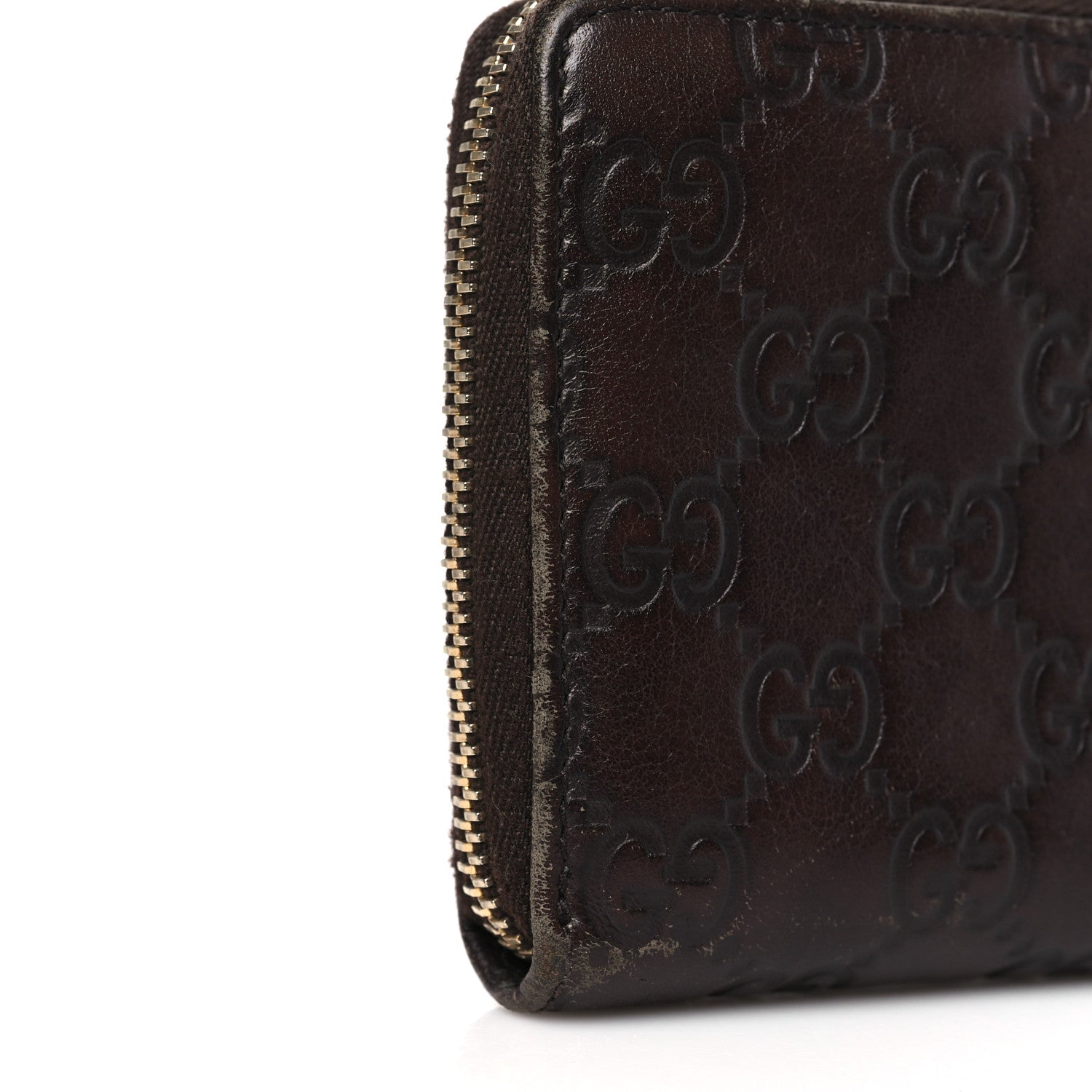 Gucci Guccissima Margaux Calfskin Metal Bar Zip Around Wallet Chocolate 10 of 10