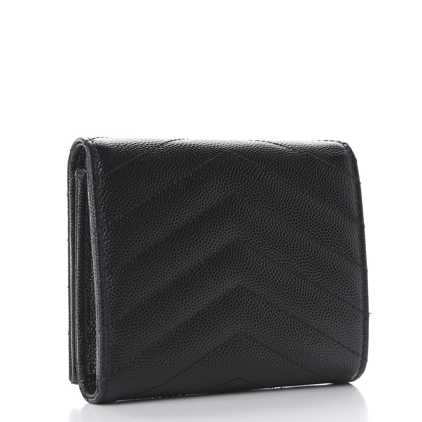 Grain De Poudre Matelasse Chevron Monogram Compact Wallet Black