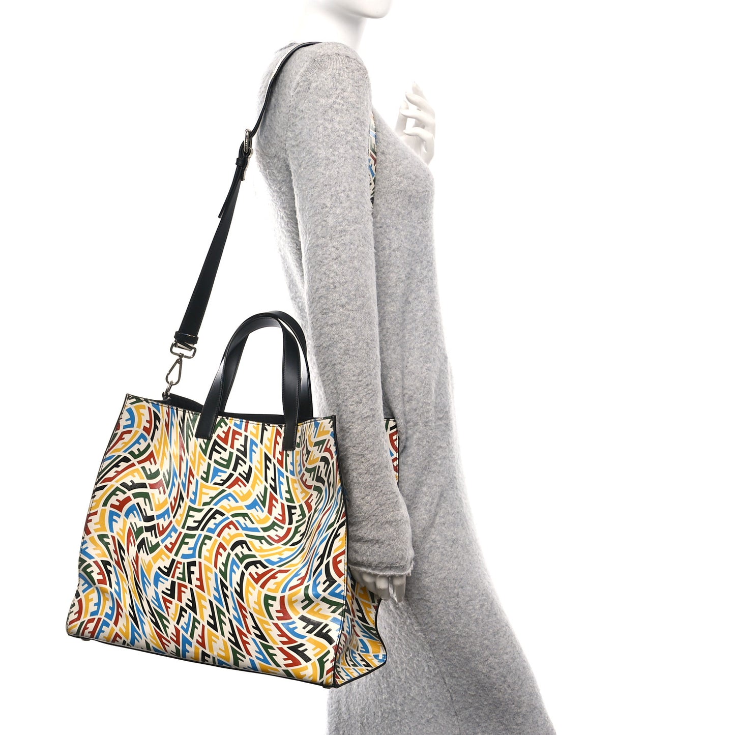 X SARAH COLEMAN Vitello Grace Light FF Vertigo Shopping Tote White Ice Multicolor