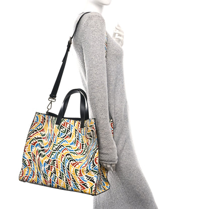 Fendi X SARAH COLEMAN Vitello Grace Light FF Vertigo Shopping Tote White Ice Multicolor 2 of 10