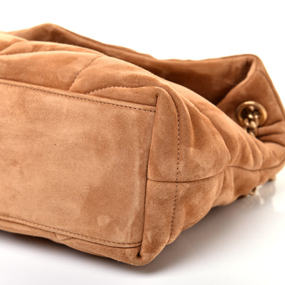 Saint Laurent Suede Calfskin Quilted Small Loulou Puffer Monogram Chain Satchel Cinnamon 7 of 9