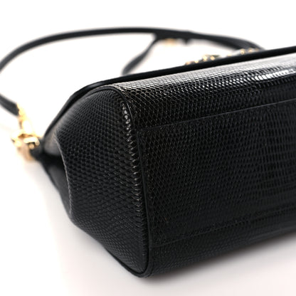 Dolce & Gabbana Stampa Iguana Crystal Small Miss Sicily Satchel Black 7 of 8