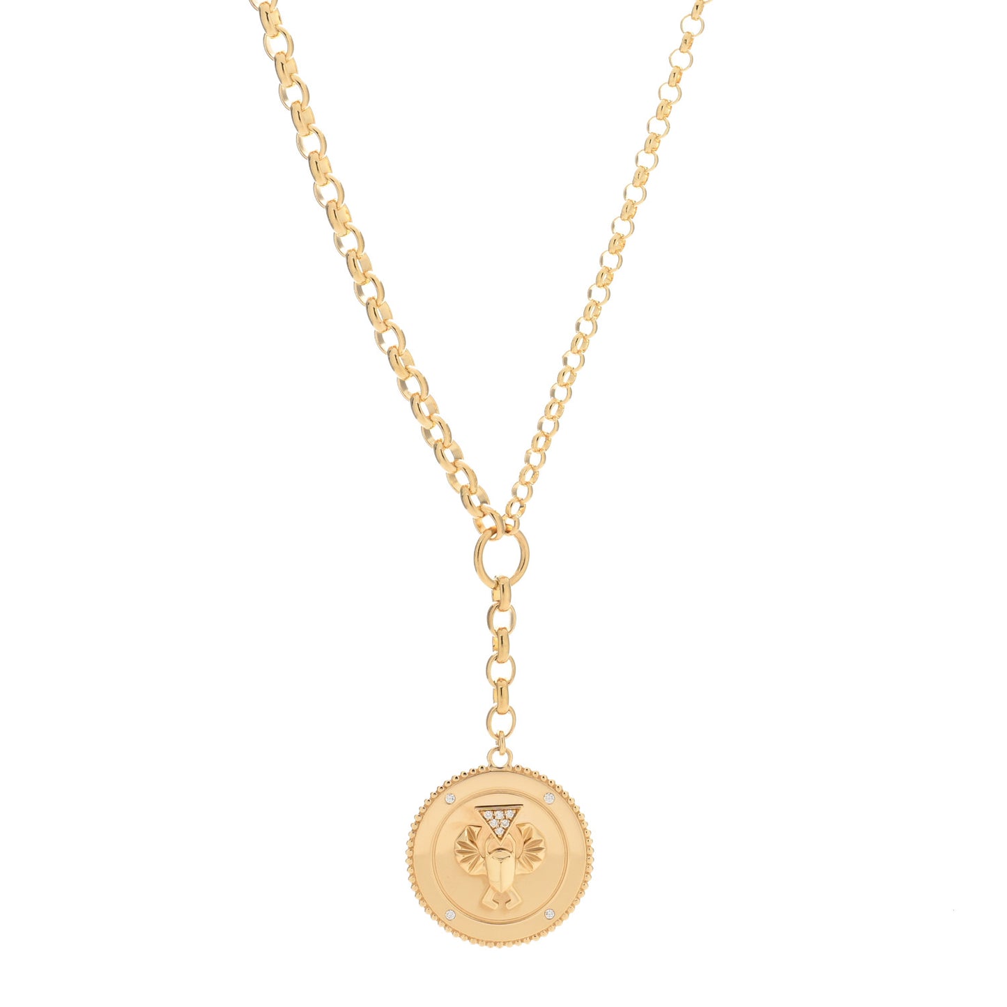 18K Yellow Gold Diamond Protection Large Mixed Belcher Extension Chain Necklace