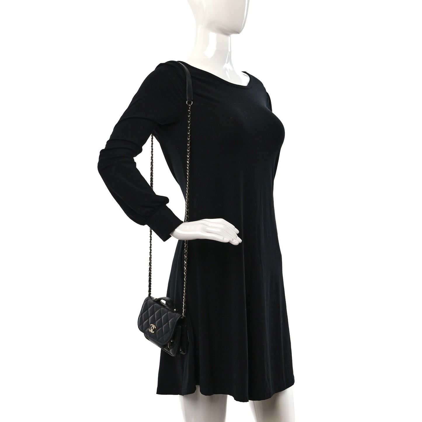 Caviar Quilted Business Affinity Clutch With Chain Black