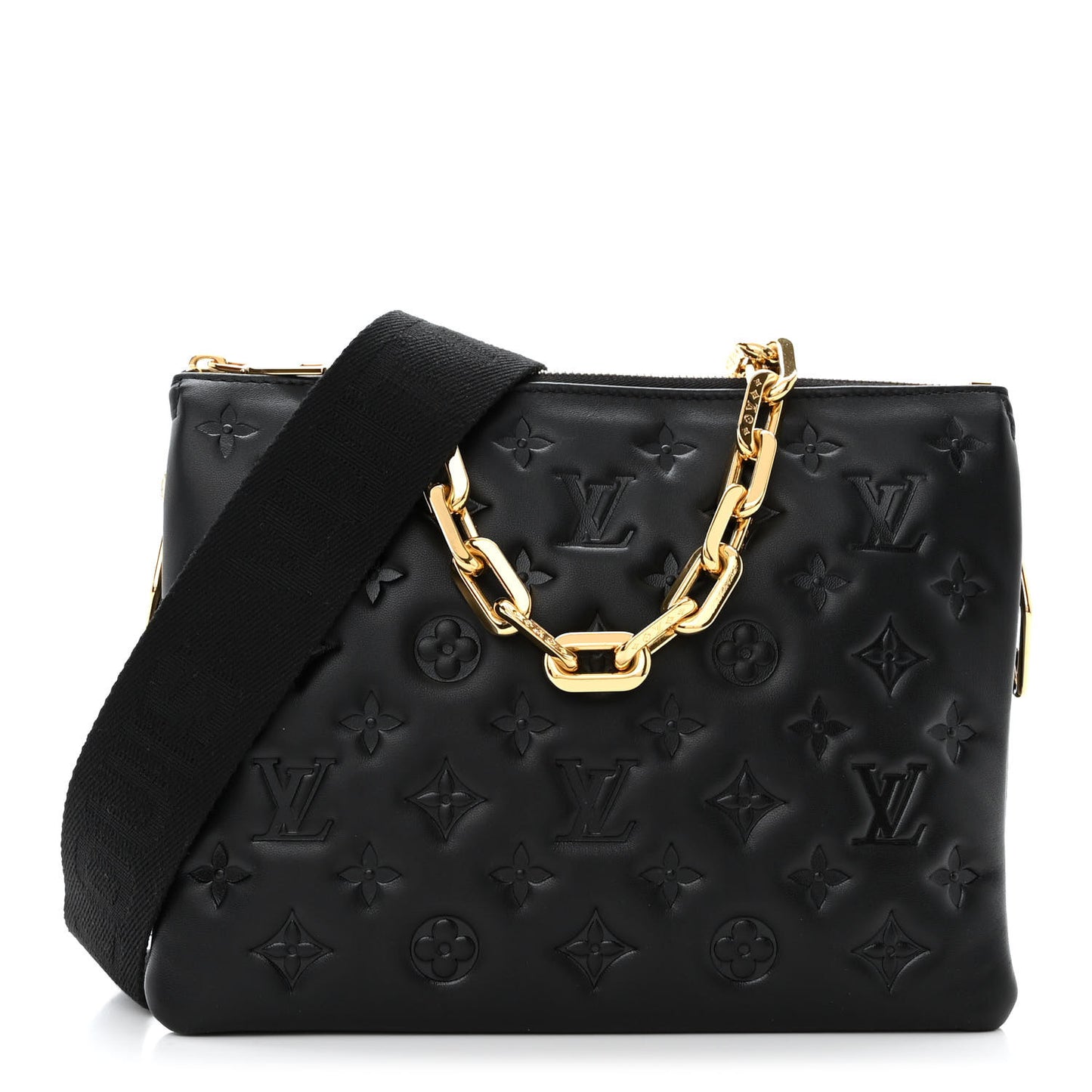 Lambskin Embossed Monogram Coussin PM Black