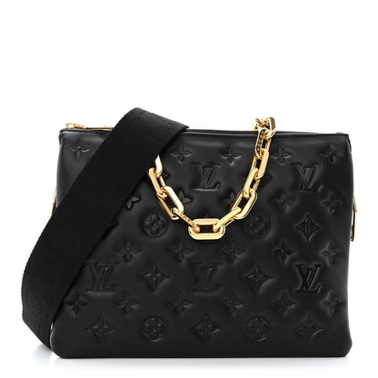 Louis Vuitton Lambskin Embossed Monogram Coussin PM Black 1 of 12