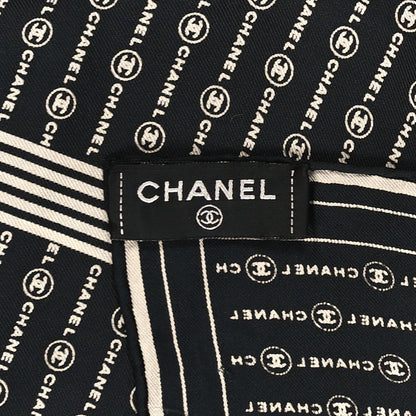 Chanel Silk CC Logo Scarf Black White 3 of 3