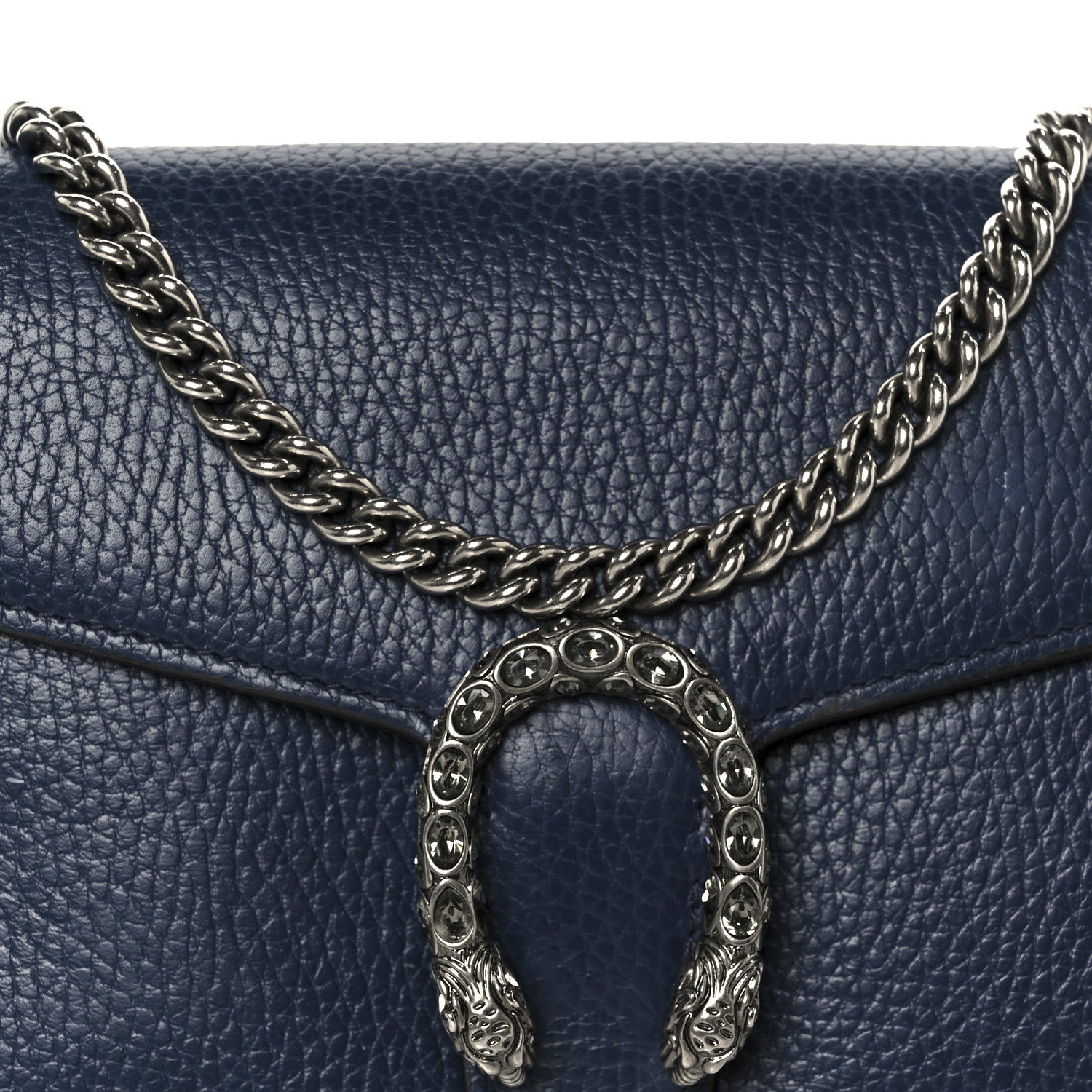 Gucci Dollar Calfskin Crystal Mini Dionysus Chain Wallet Blue Agata Black Diamond 8 of 10