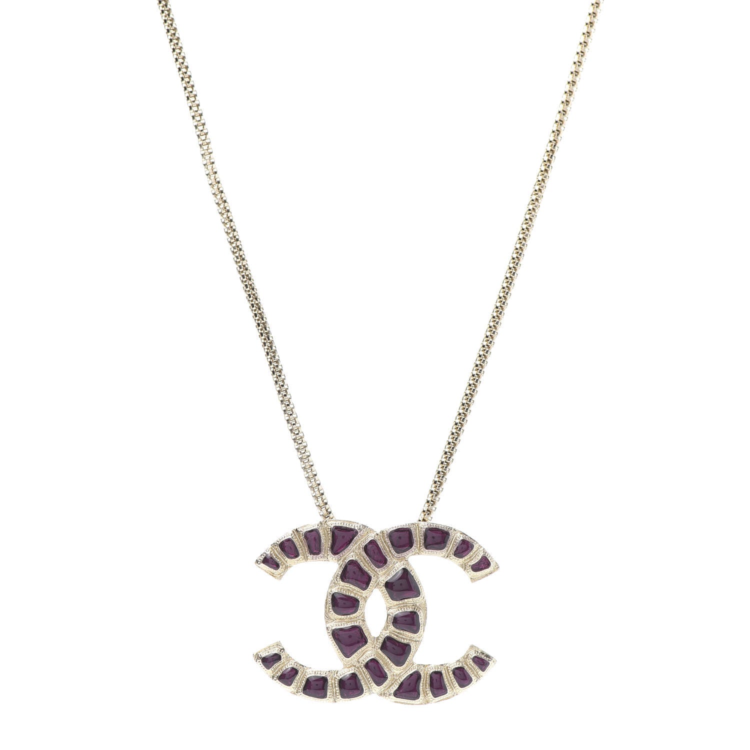 Chanel Resin Along The Nile CC Pendant Necklace Gold Purple 1 of 6