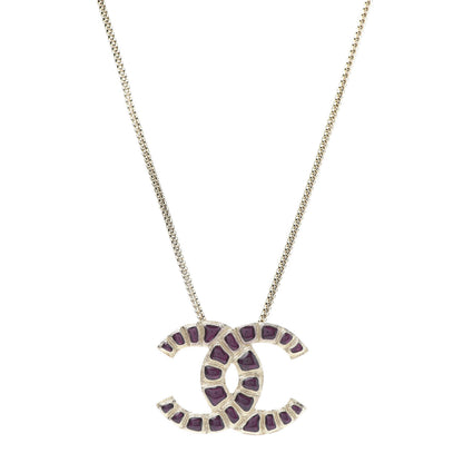 Chanel Resin Along The Nile CC Pendant Necklace Gold Purple 1 of 6