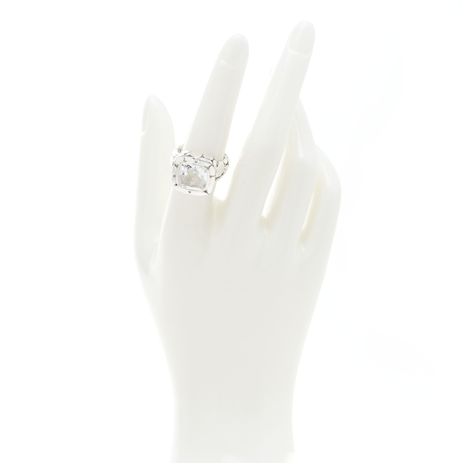 John Hardy Sterling Silver White Topaz Batu Kali Square Ring 54 7 2 of 5