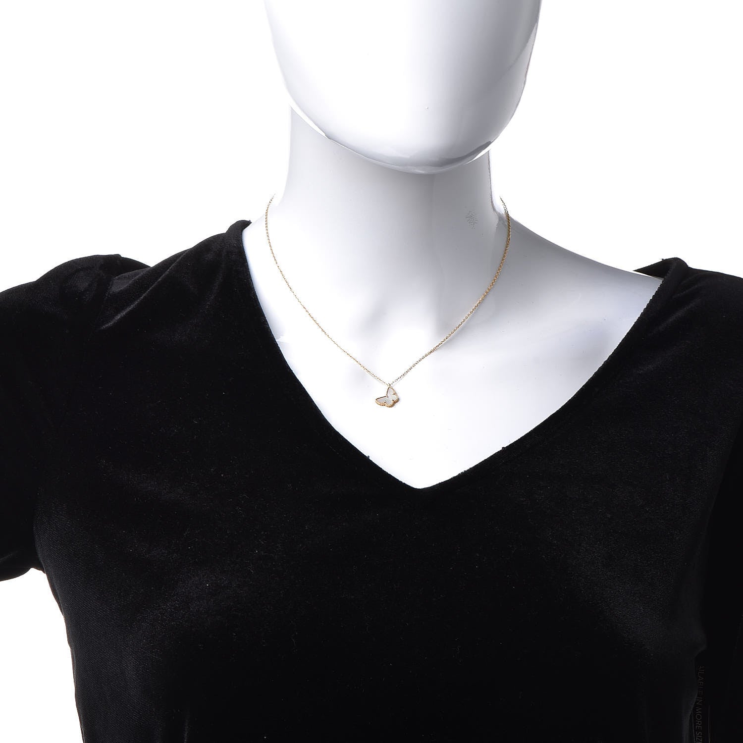 Van Cleef & Arpels 18K Yellow Gold Mother of Pearl Sweet Alhambra Butterfly Pendant Necklace 2 of 6