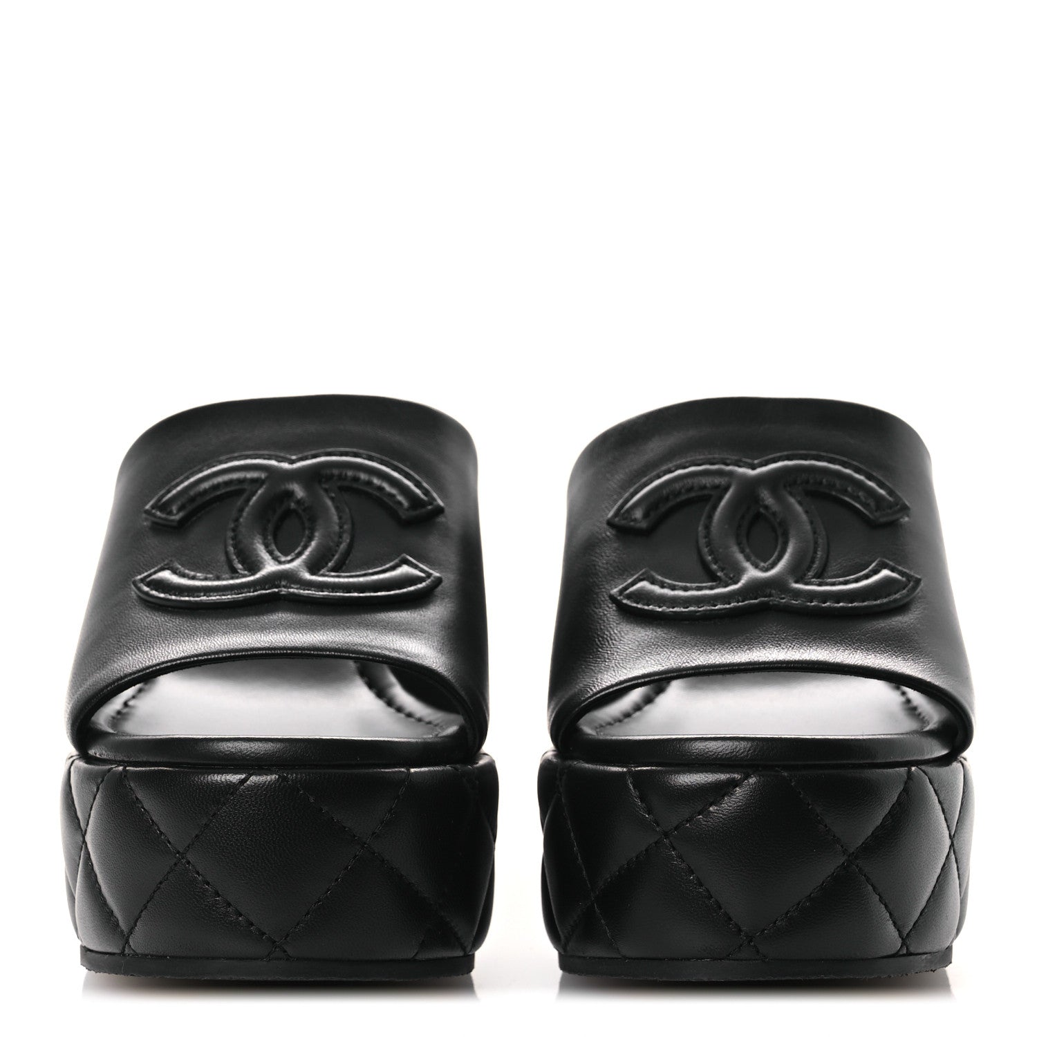 Chanel Lambskin Quilted CC Platform Mules 39 Black 3 of 11