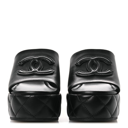 Chanel Lambskin Quilted CC Platform Mules 39 Black 3 of 11