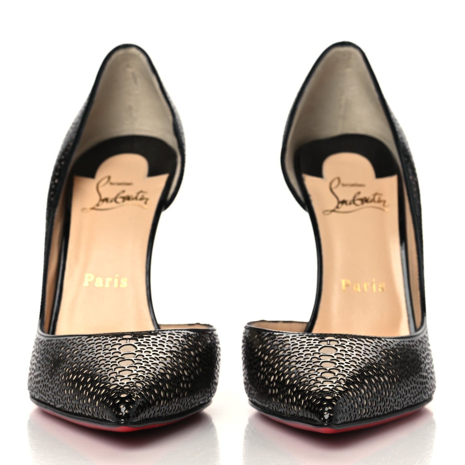 Christian Louboutin Patent Suede Galupump 100 Pumps 37.5 Black Nude 2 of 9