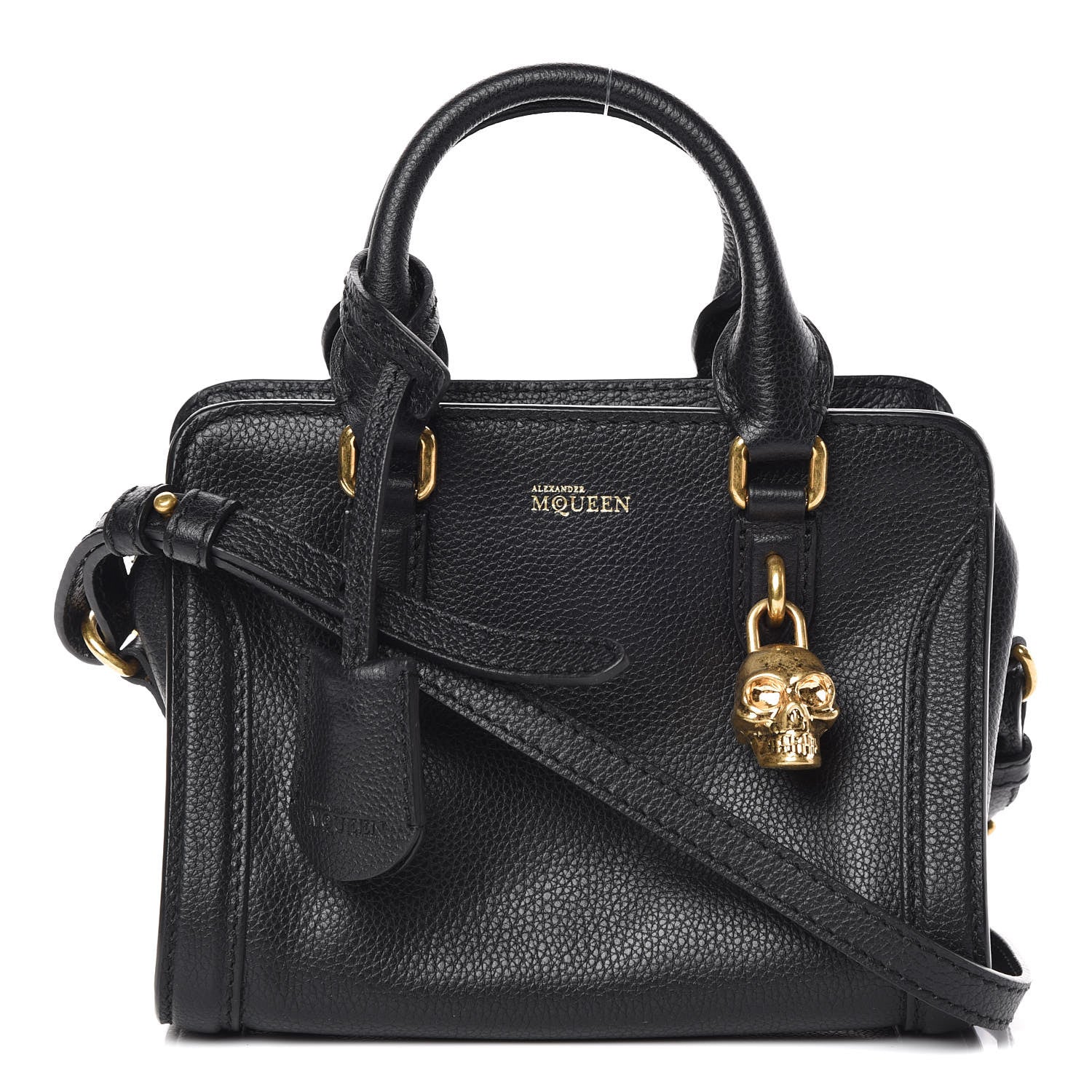 Alexander McQueen Pebbled Calfskin Mini Padlock Tote Black 1 of 10
