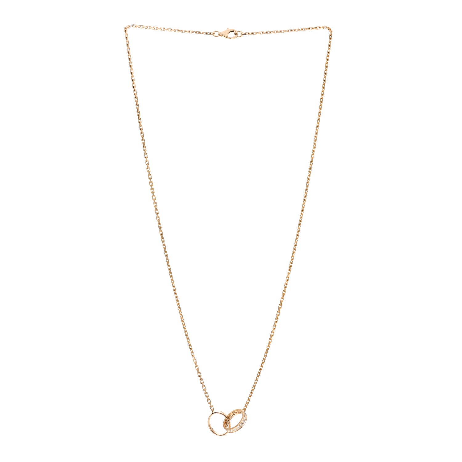 Cartier 18K Yellow Gold Diamond Interlocking LOVE Necklace 3 of 5