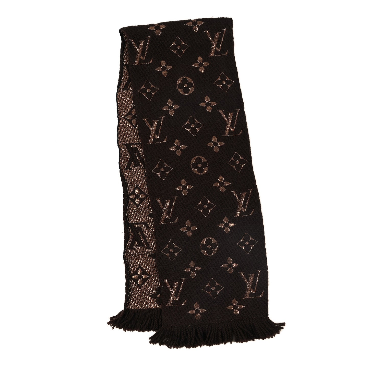 Wool Silk Logomania Shine Scarf Marron