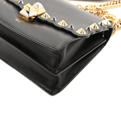 Fendi Vitello Liberty Metal Scalloped Multi Studded Small Kan I Shoulder Bag Black 10 of 10