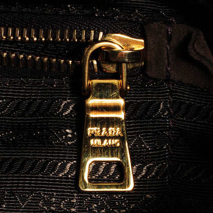 Prada Suede Scamosciato Logo Tote Brown 10 of 10