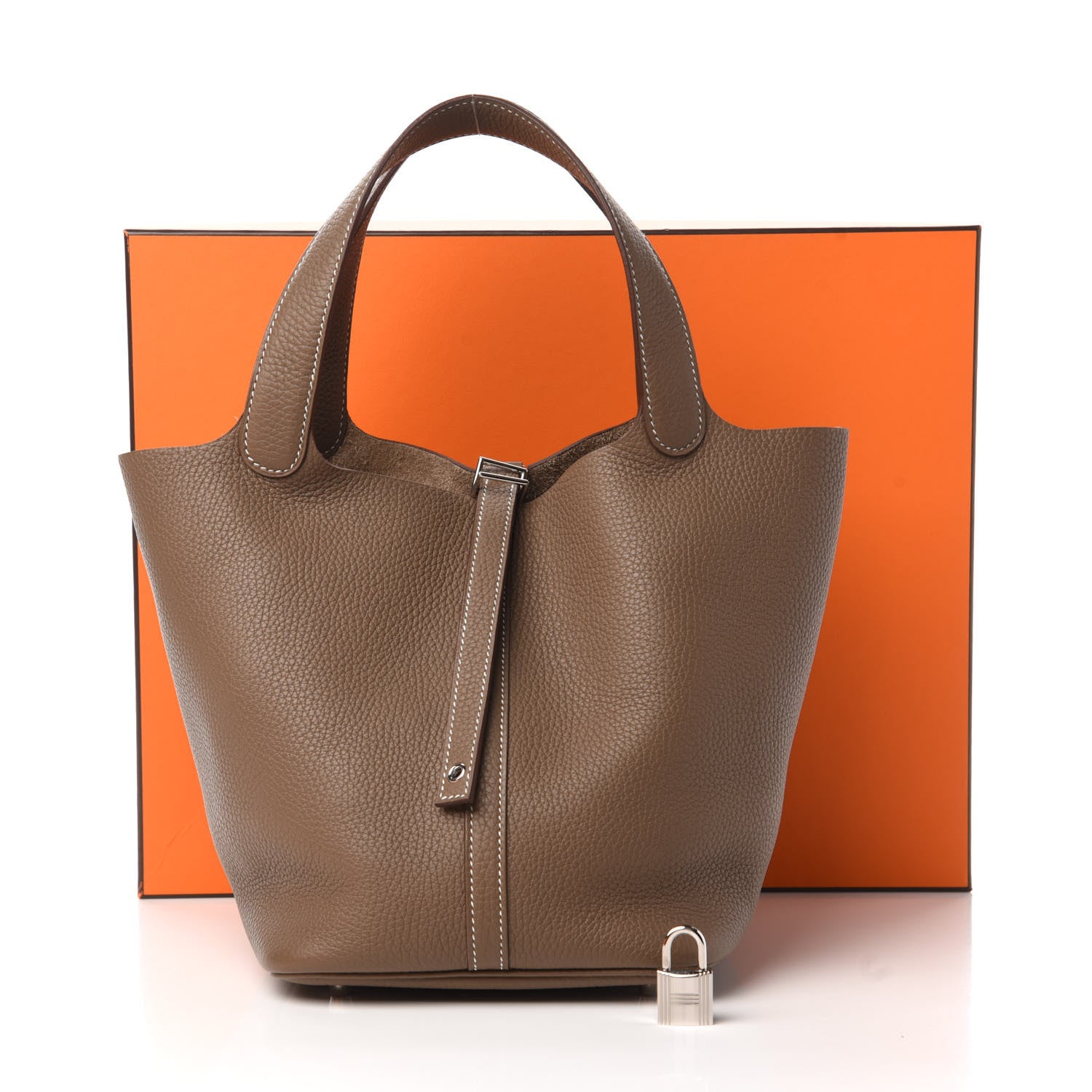 Hermes Taurillon Clemence Picotin Lock 22 MM Etoupe 11 of 11