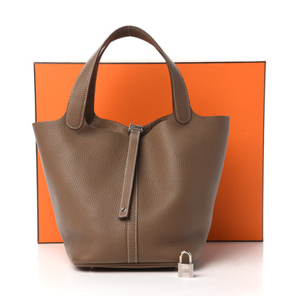 Hermes Taurillon Clemence Picotin Lock 22 MM Etoupe 11 of 11
