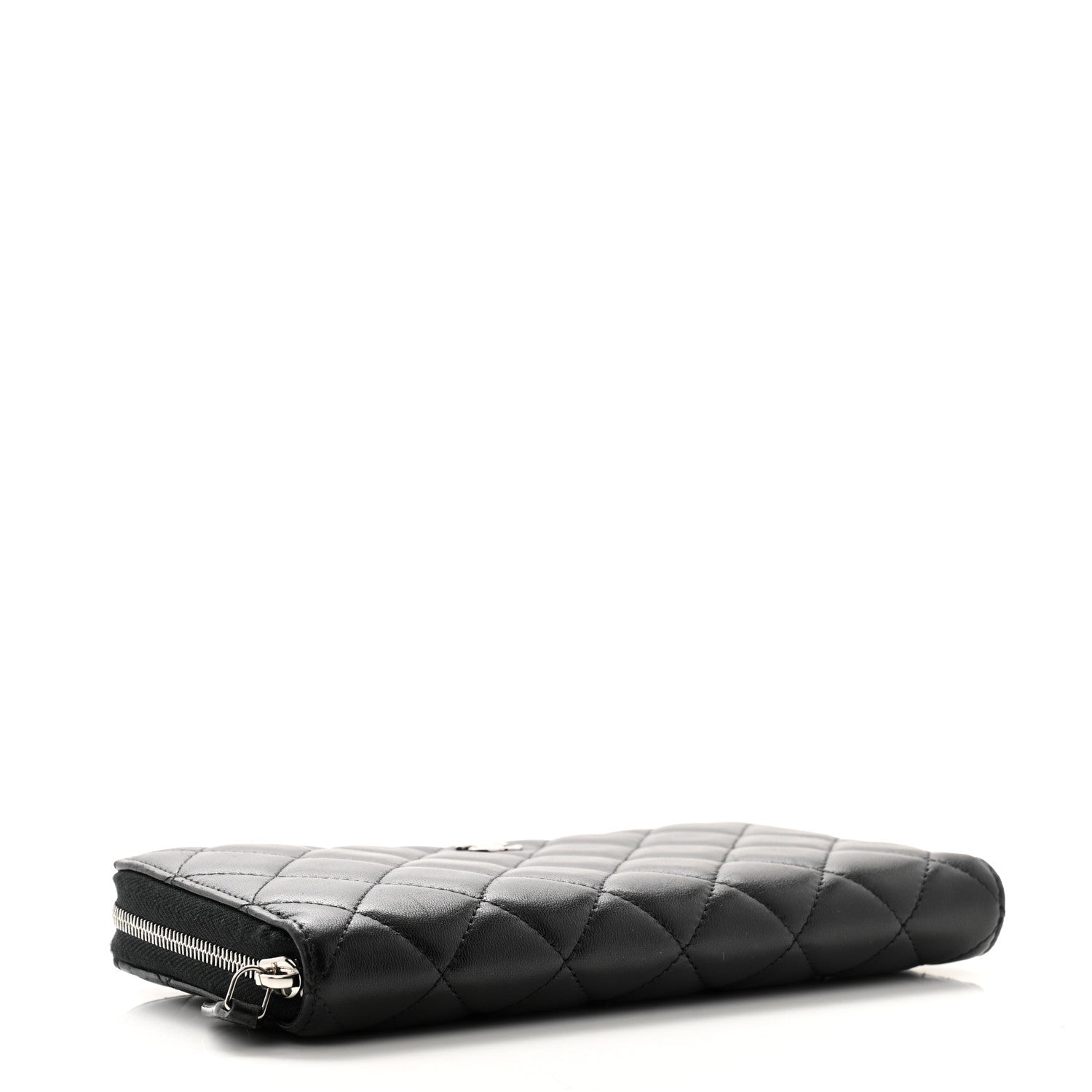 Chanel Lambskin Quilted Large Gusset Zip Around Wallet Black 4 of 13