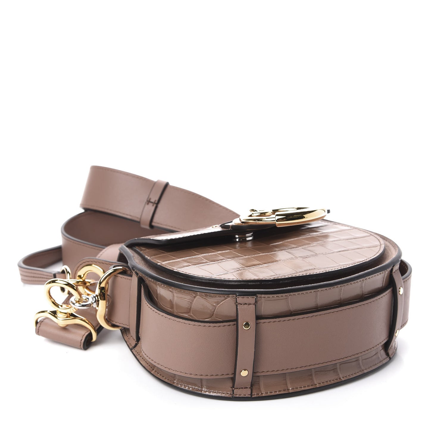 Calfskin Crocodile Embossed Small Tess Bag Woodrose