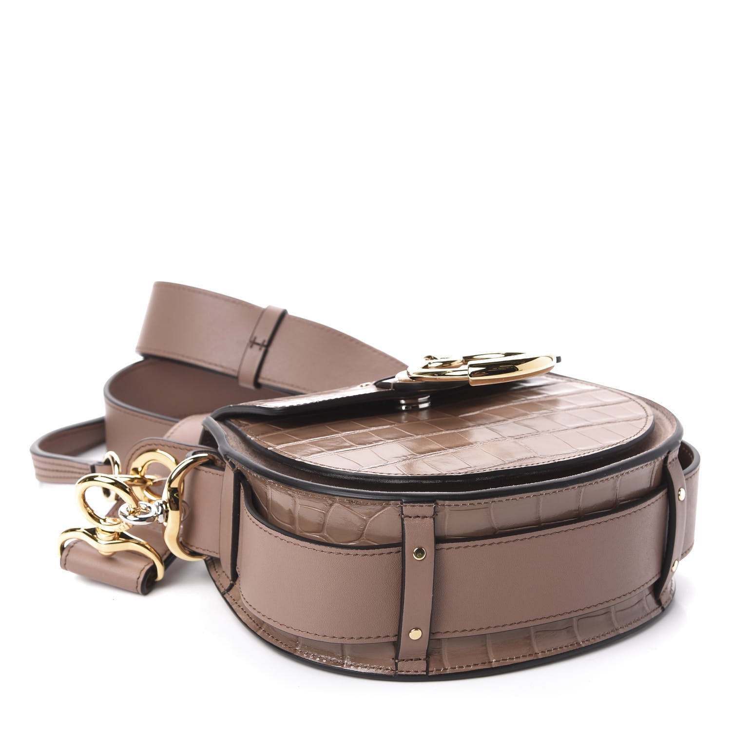 Chloe Calfskin Crocodile Embossed Small Tess Bag Woodrose 5 of 10