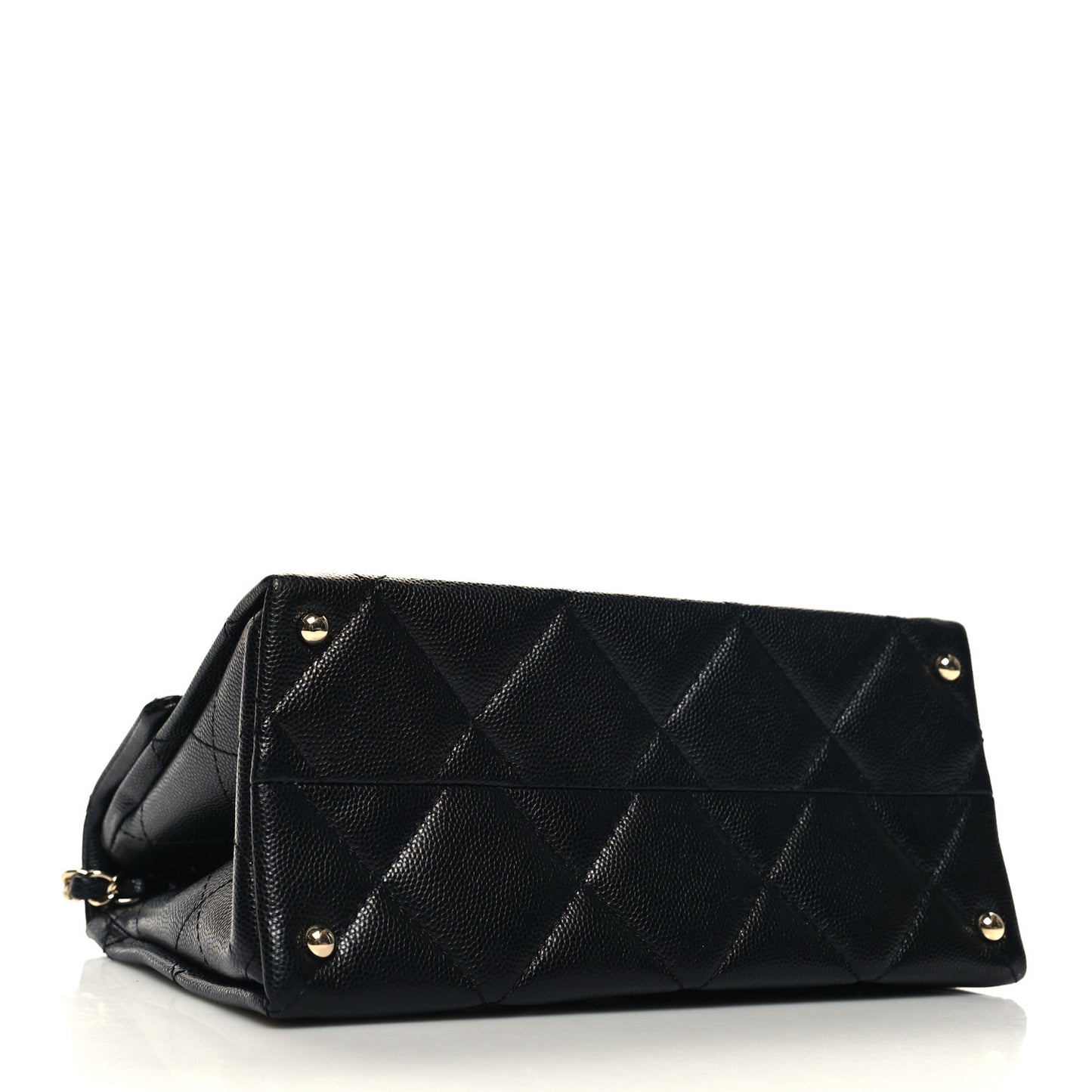 Caviar Quilted Mini Retro Twist Top Handle Flap Black