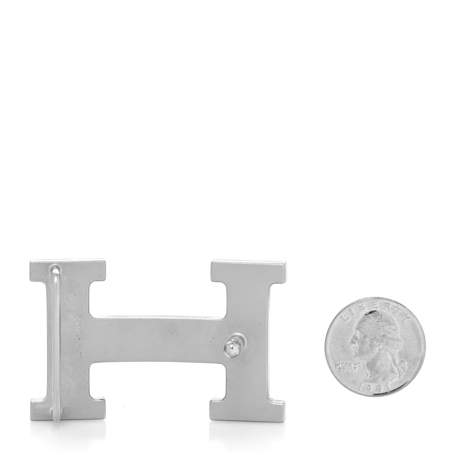 Hermes Brushed Palladium 32mm H Belt Buckle 2 of 4