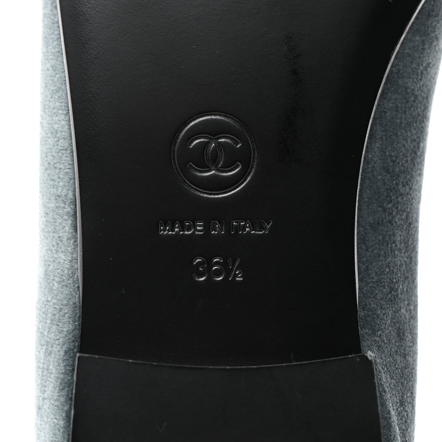Chanel Velvet Cap Toe Ballerina Flats 36.5 Blue Black 6 of 8