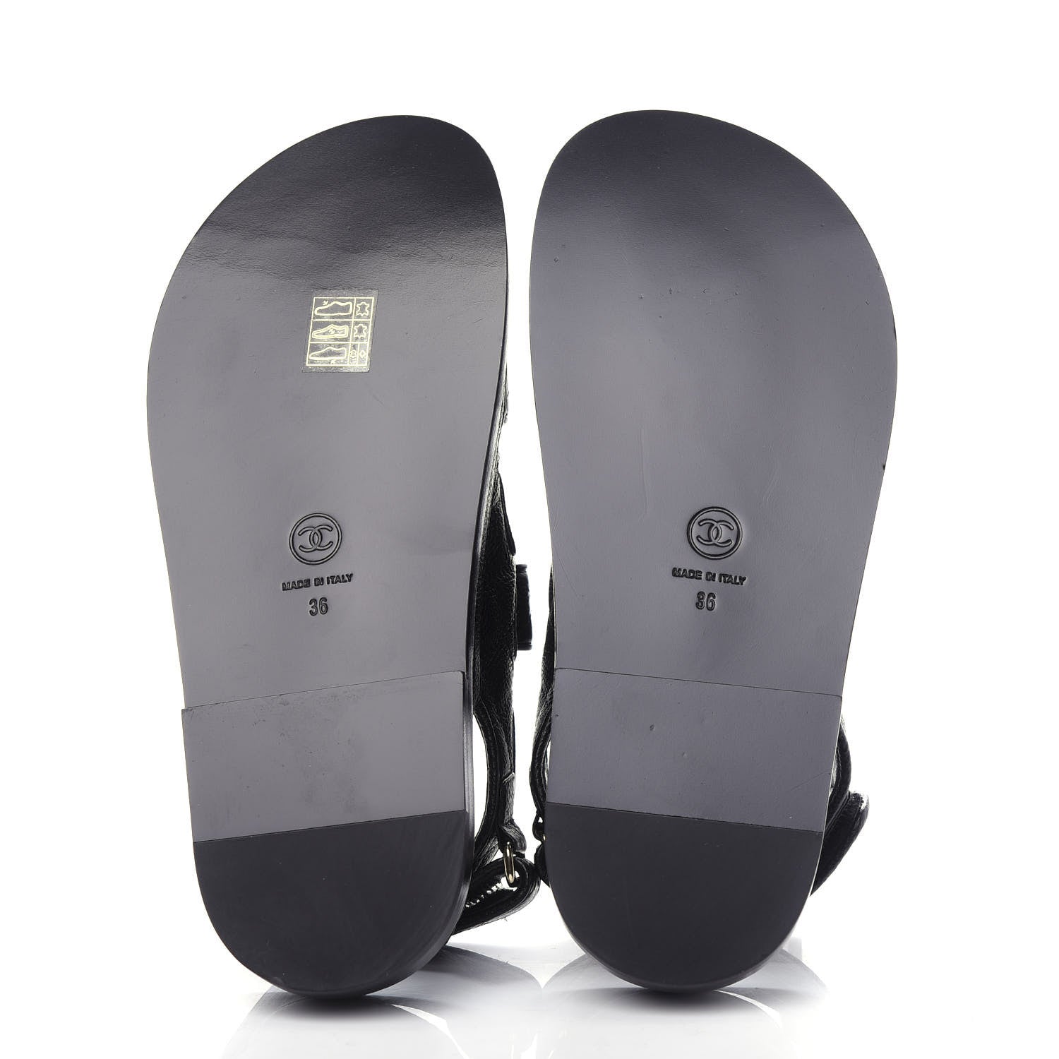 Chanel Grained Calfskin Velcro Dad Sandals 36 Black 6 of 11
