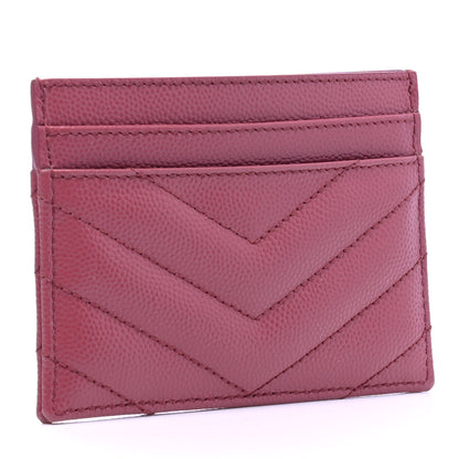 Saint Laurent Grain De Poudre Matelasse Chevron Monogram Credit Card Case Mystic Rose 2 of 4