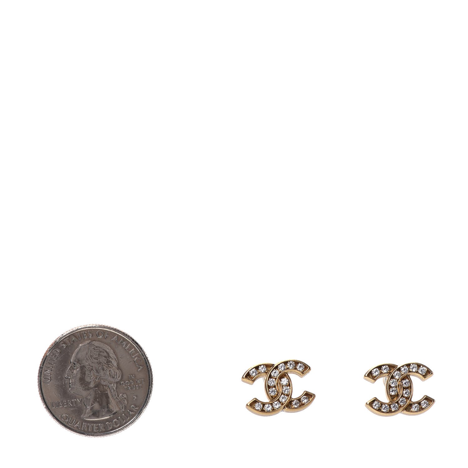 Chanel Crystal CC Earrings Gold 2 of 5