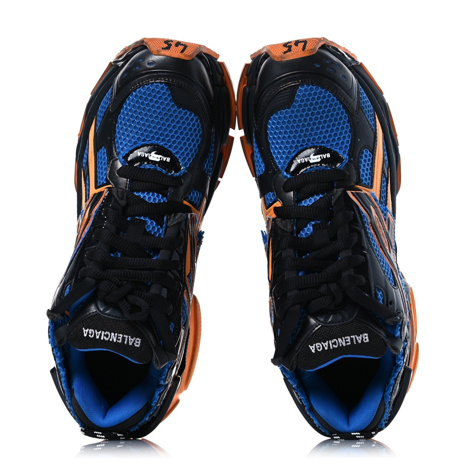 Balenciaga Mesh Rubber Bi-Color Mens Runner Sneakers 12 Blue Orange Black White 2 of 14