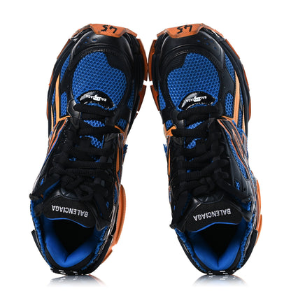 Balenciaga Mesh Rubber Bi-Color Mens Runner Sneakers 12 Blue Orange Black White 2 of 14