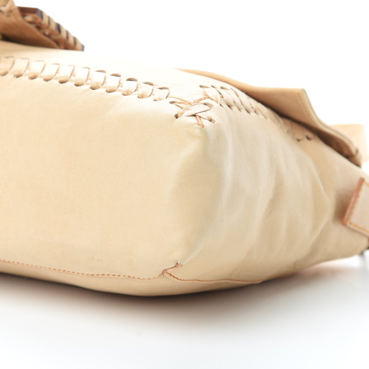 Goatskin Whipstitch Large Convertible Baguette Vacchetta