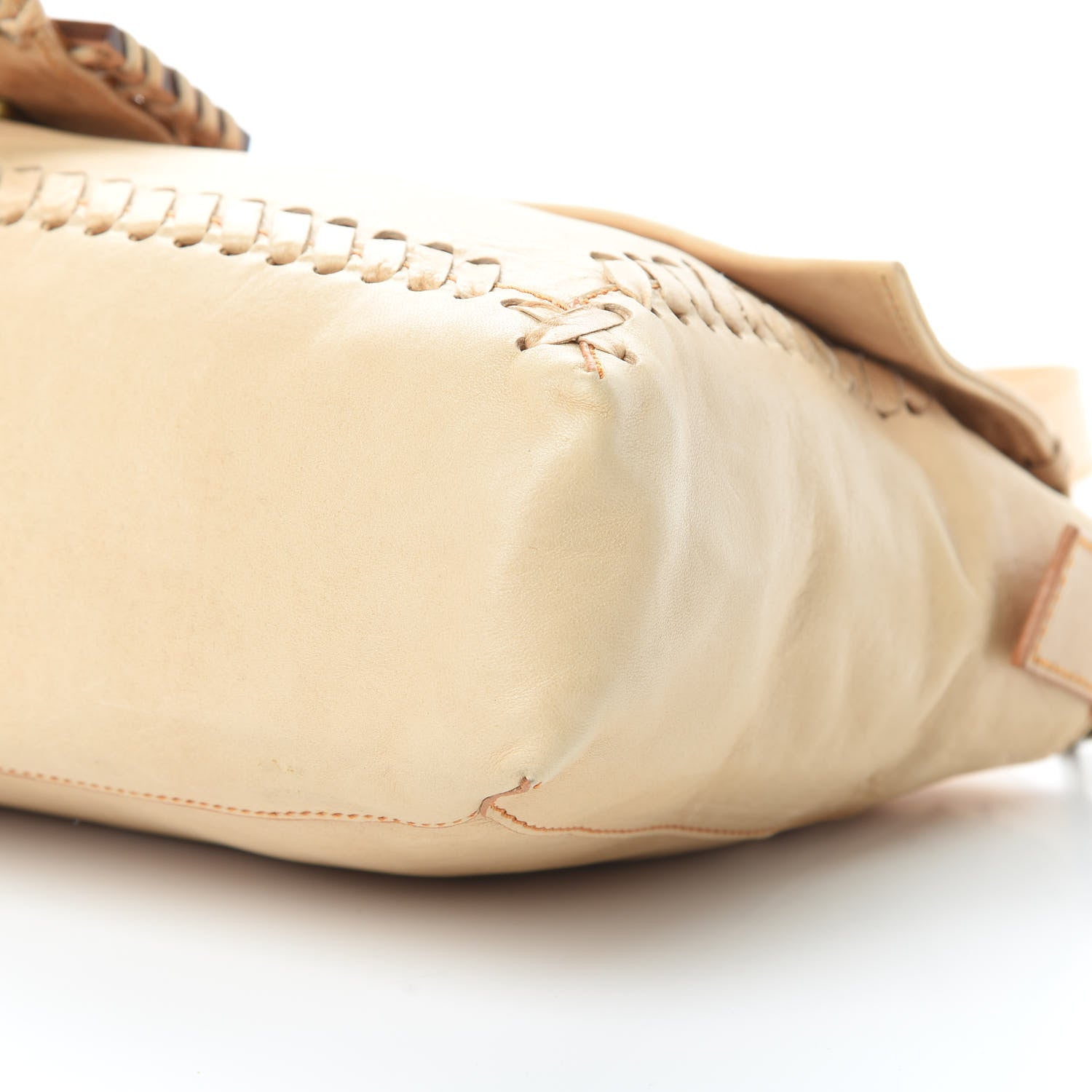 Fendi Goatskin Whipstitch Large Convertible Baguette Vacchetta 10 of 12